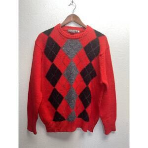 Vintage Red Wool Sweater Cooper & Roe Nottingham England Pure Pullover Large